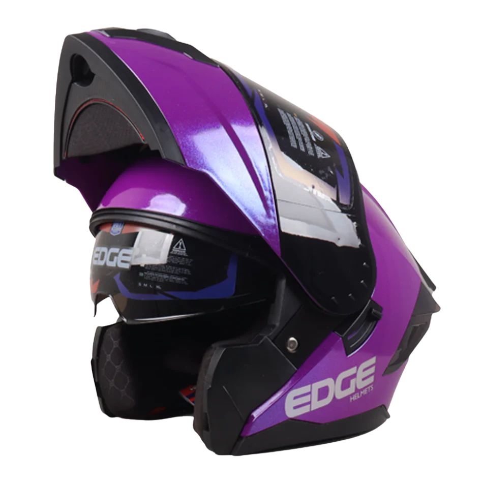Casco EDGE Abatible Boston Sólido Morado Certificación DOT I ECE - Image 3