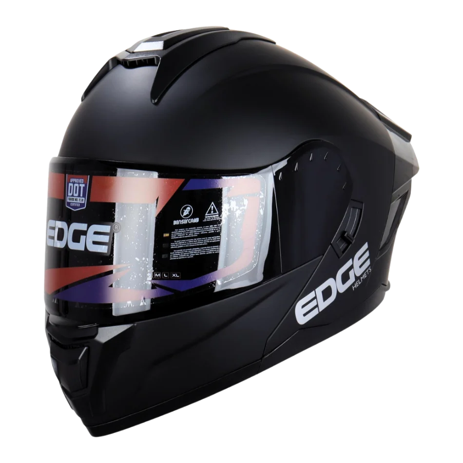 Casco EDGE Abatible Boston Sólido Negro Certificación DOT I ECE - Image 4