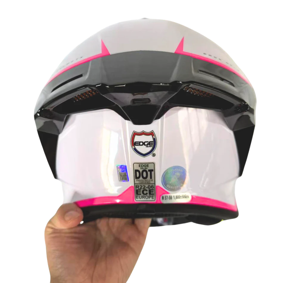 Casco EDGE Integral Shanghai Rush Blanco / Rosado Certificación DOT I ECE - Image 5