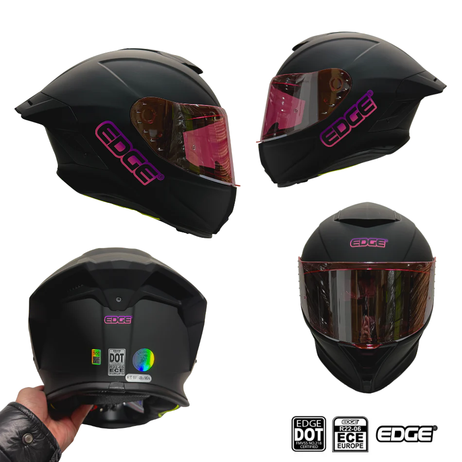 Casco EDGE Integral Shanghai Sólido Logo Rosa Certificación DOT I ECE - Image 14