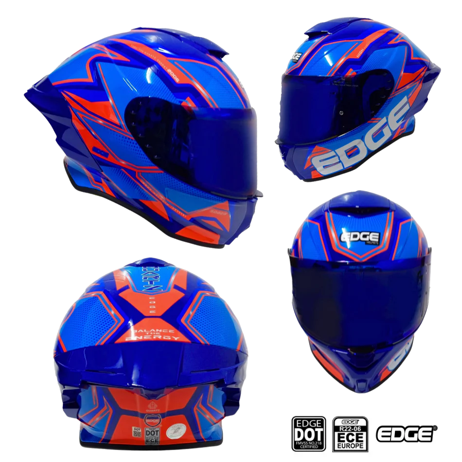 Casco Edge Shanghai Quartz Rojo / Azul  Cert. Dot I Ece - Image 5